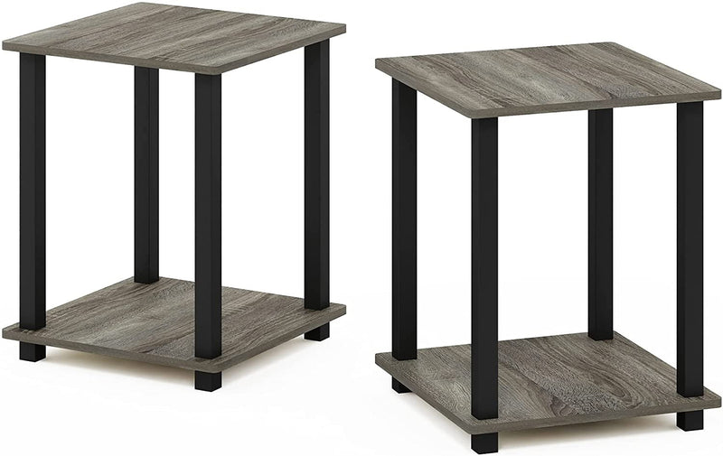 Furinno Simplistic Set of 2 End Table, 2-Pack, Amber Pine/Black