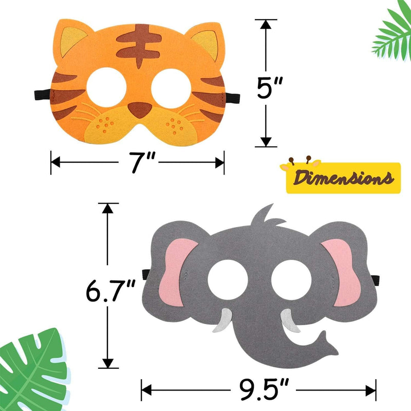 Ciyvolyeen Safari Jungle Animal Felt Masks Wild Animal Theme Birthday Party Favors Costumes Dress-Up Party Supplies(12 Pieces)