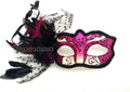 Couple Fuchsia Hot Pink Masquerade Ball Mask Pair Feather Birthday Quinceanera Party Prom (Feather Mask Only)