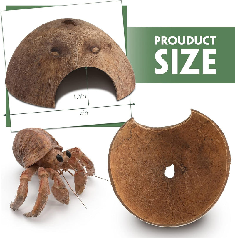 6 Pcs Coconut Shell Reptile Hideouts Hut Reptile Hides and Caves Coconut Hide for Reptile Small Animal Hide Cave Hut for Leopard Gecko Snake Aquarium Fish Lizard Hermit Crab Supplies House Accessories