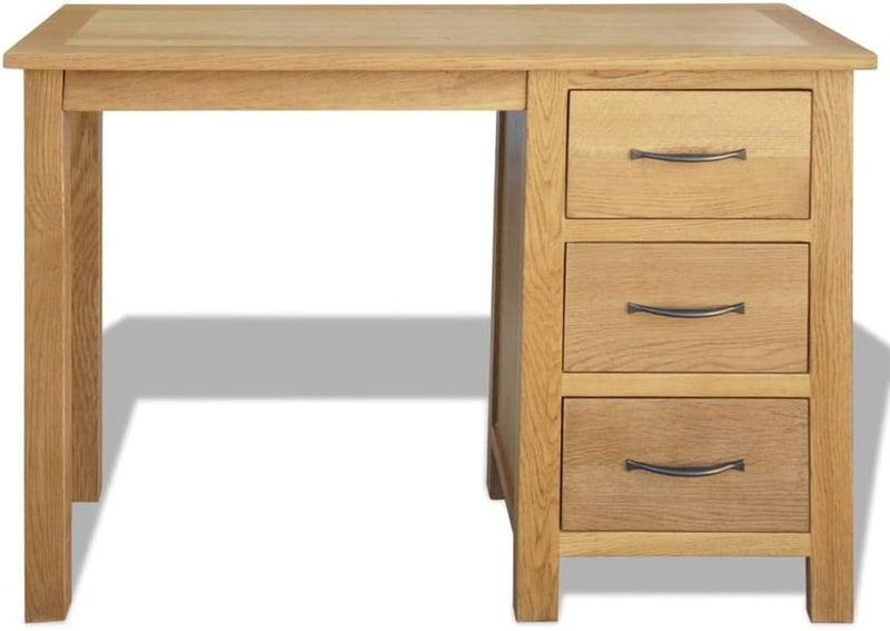 Desk with 3 Drawers Solid Oak Wood 41.7"X15.7"X29.5", Office Desks & Workstations, Study Desk, Dressing Table, Desk Table for Study, Bedroom, Office