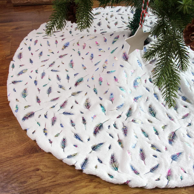 Christmas Tree Skirt 48 Inch Santa and Snowman Tree Skirt Decorations for Xmas, Party and Holiday Seasonal Ornaments