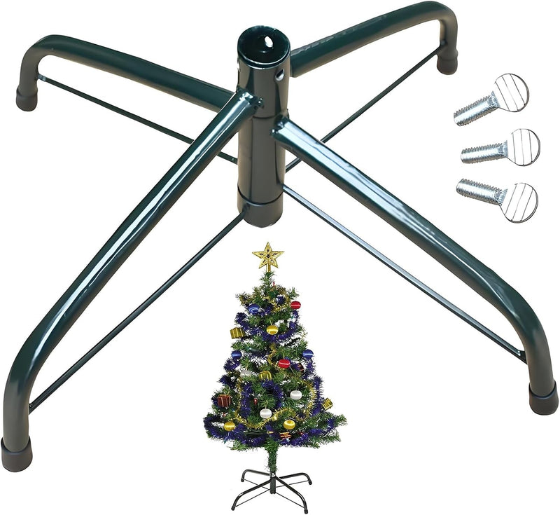 Christmas Tree Stands for Artificial Trees, Folding Metal Xmas Tree Stand, Replacement Fake Christmas Tree Holder Base for 3 Ft to 6 Ft Christmas Trees, Christmas Tree Base Fits Tree Poles up to 1.25”