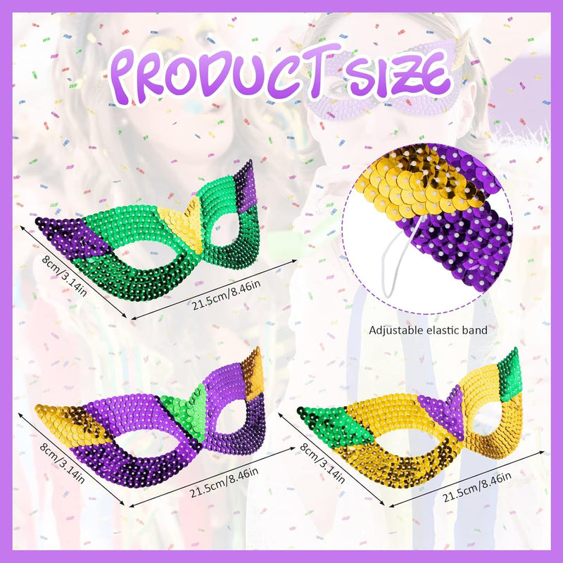 12 Pieces Mardi Gras Face Mask Large Mardi Gras Mask Prop Mardi Gras Shining Mask Masquerade Photo Props Mardi Gras Decorations for Party