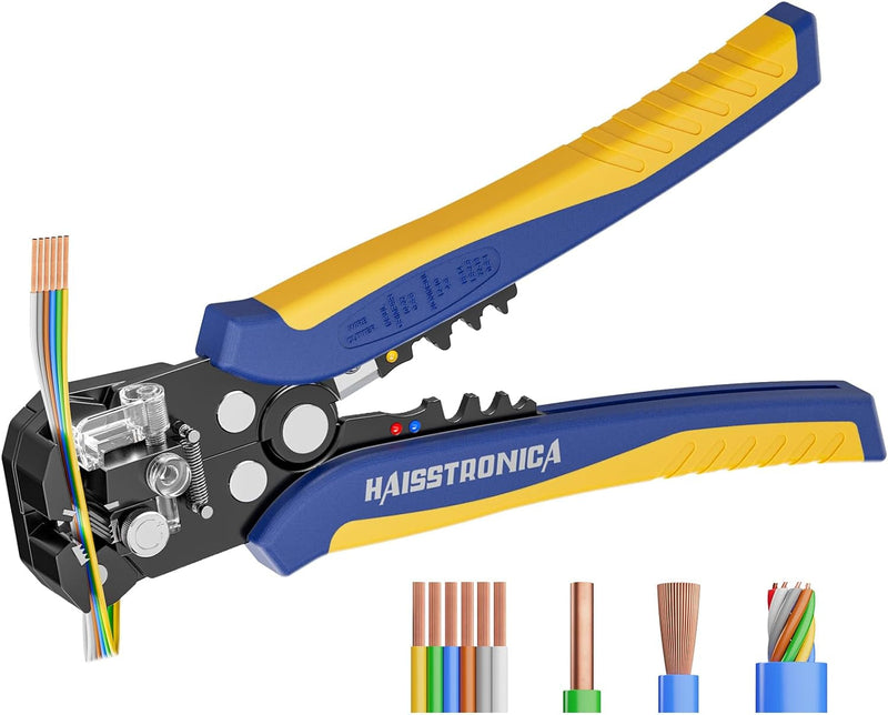 Haisstronica Self-Adjusting Wire Stripper, 3 in 1 Stripper/Cutter/Crimping Heavy Duty Automatic Electrical Wire Strippers for 10-24 AWG