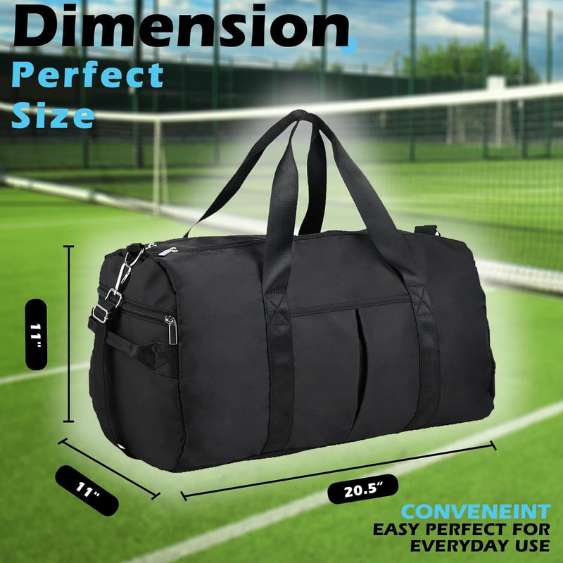 DAYGOS Gym Bag for Men, 40L Waterproof Sports Duffle Bags with Shoe & Wet Compartment, Small Carry on Travel Tote Bags with Trolley Sleeve for Personal Item, Fitness & Workout Gear, Black