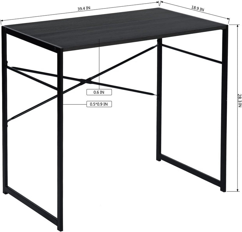 Furniturer 39.4''Computer Writing Desk Mid Century Modern Sturdy Laptop Table Study Notebook Desk Console Table Office Desk Sturdy Writing Workstation for Home Office, Black