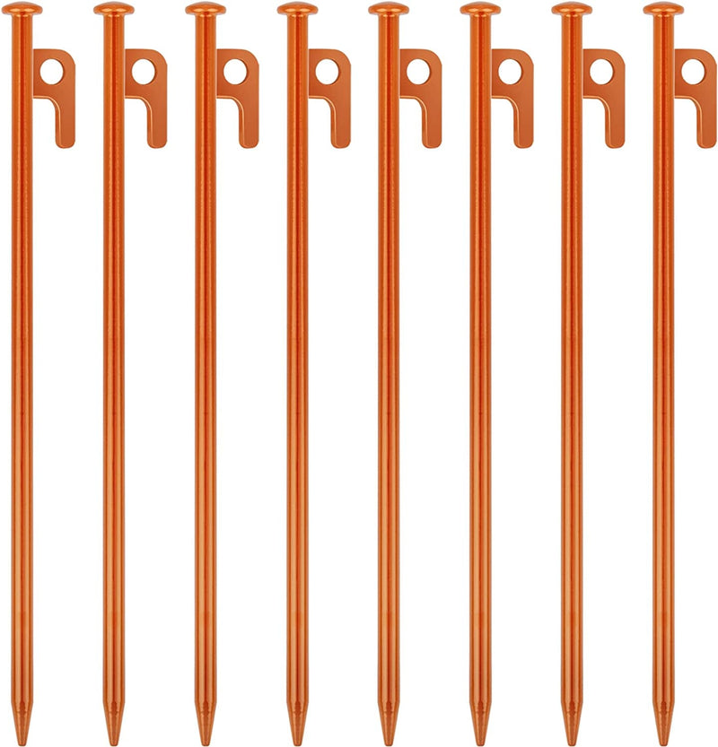 8 Pack Tent Stakes Heavy Duty 12 Inch Steel Tent Pegs for Camping Unbreakable and Inflexible