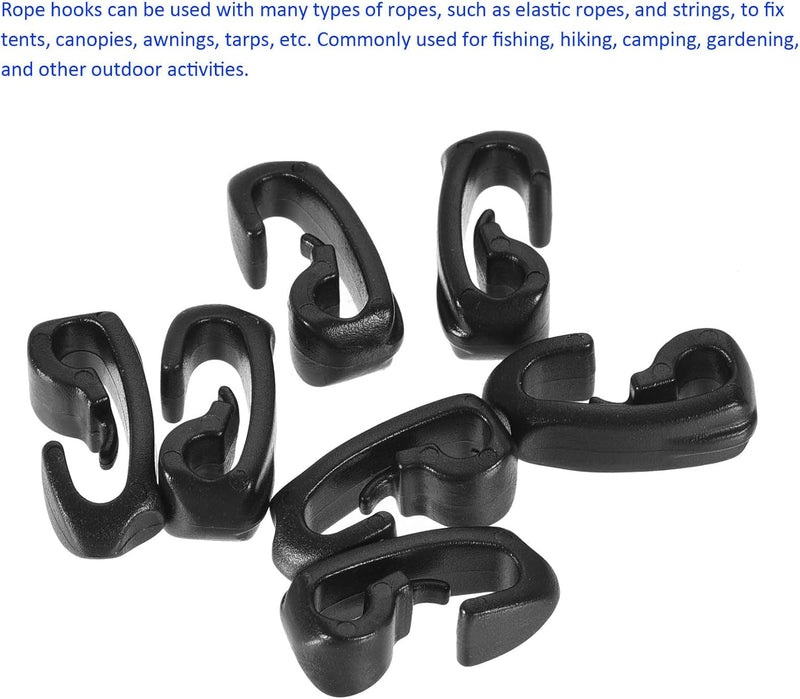 30 Pack Plastic Camping Hooks - Camping Hook Buckles Durable Tent Awning Hole Clip Accessories, Apply to Camping Hiking (4Mm, Black)