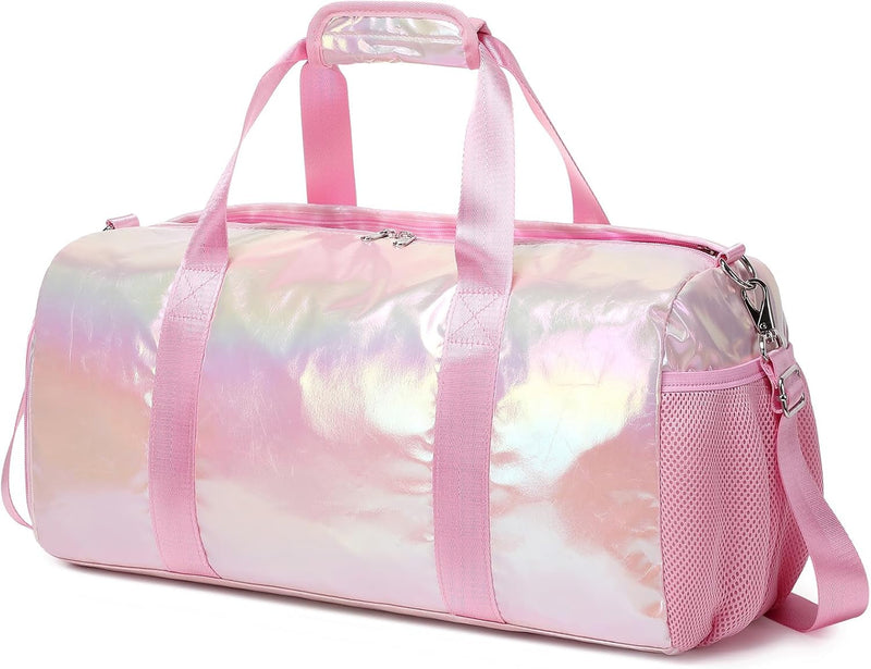 Duffel Bag for Girls Fluffy Dance Bag for Girls Ballet Bag Girls Sports Gym Bag Water Resistant Travel Duffle Bags with Shoes Compartment