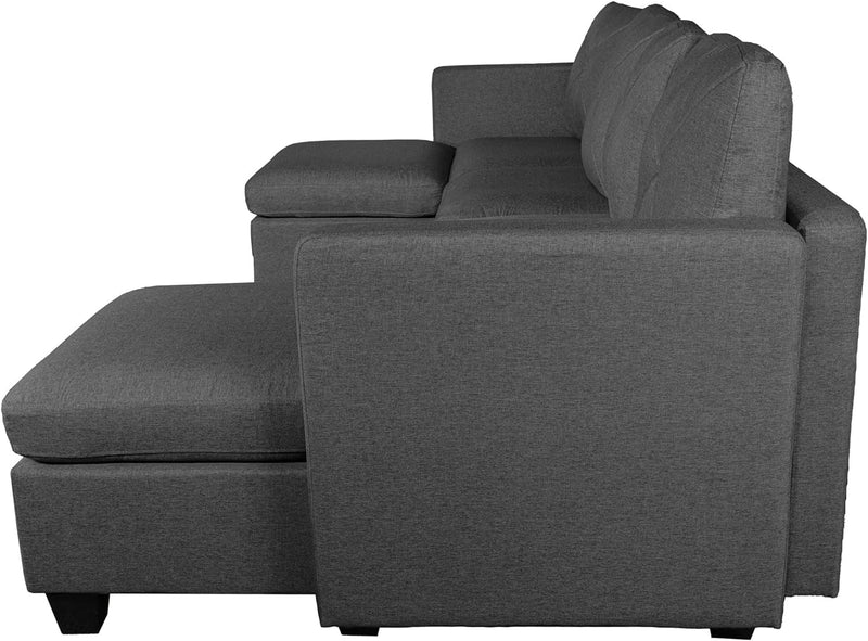 Casa Andrea Milano Modular Sectional Sofa, Linen Fabric Convertible U Shaped Couch with Storage, 6 Seat Modular Sectionals Sofa Couch with Chaise for Living Room