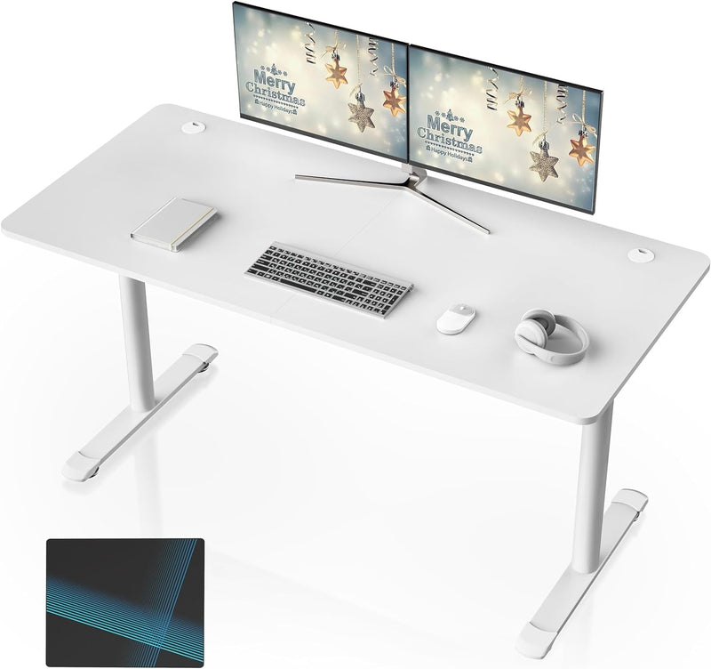 EUREKA ERGONOMIC White Gaming Desk, 60 Inch Large Home Office Computer Desk with Free Mouse Pad, I Shaped PC Gamer Students Teens Study Writing Table Laptop Sturdy Modern Workstation, Easy to Assemble