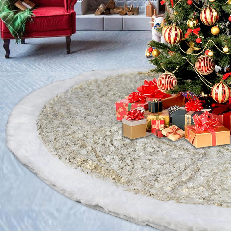 Christmas Tree Skirt, 72 Inch Plush Xmas Tree Skirts for Christmas, Holiday Party Decorations Decoraciones De Navidad - Cloud