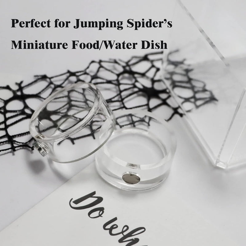 2Pcs Small Jumping Spider Feeding Dish, Magnetic Tiny Food Dishes Water Dish for Jumping Spider, Tarantula and Other Small Pets,35Mm