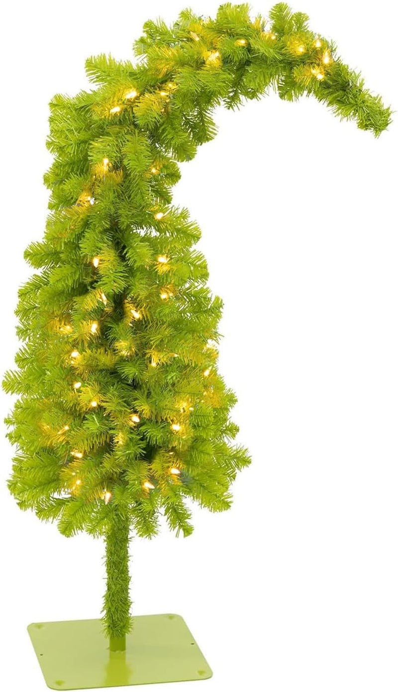 5 Ft Prelit Christmas Tree with Stand – Artificial Lighted Christmas Tree for Indoor Use – Whimsical Plastic Trees W/Metal Base & LED Lights - Holiday Decor for Living Room, Tabletop