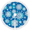 30 Inch Small Christmas Tree Skirts Silver Blue Snowflake Christmas Decorations Tree Mat Holiday Party Home Decoration with Tassel