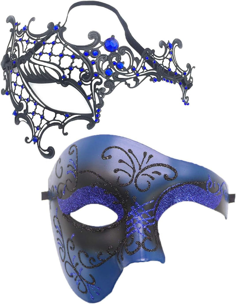 Awlsyj Couples Masquerade Mask Metal Roman Venetian Halloween Mardi Gras Costumes Party Ball Prom Mask