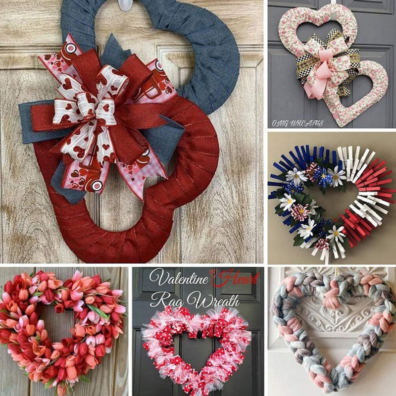 Alipis Heart Wire Wreath Frame Metal Flower Wreath DIY Hoops, Garland Making Rings for Wedding Valentines Party Decoration 14 Inch