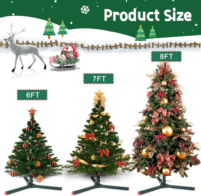 Christmas Tree Stand for Artificial Trees, Christmas Tree Base for 4 Ft to 8 Ft Artificial Trees, Fits 0.5-1.25 Inch Tree Pole, Green