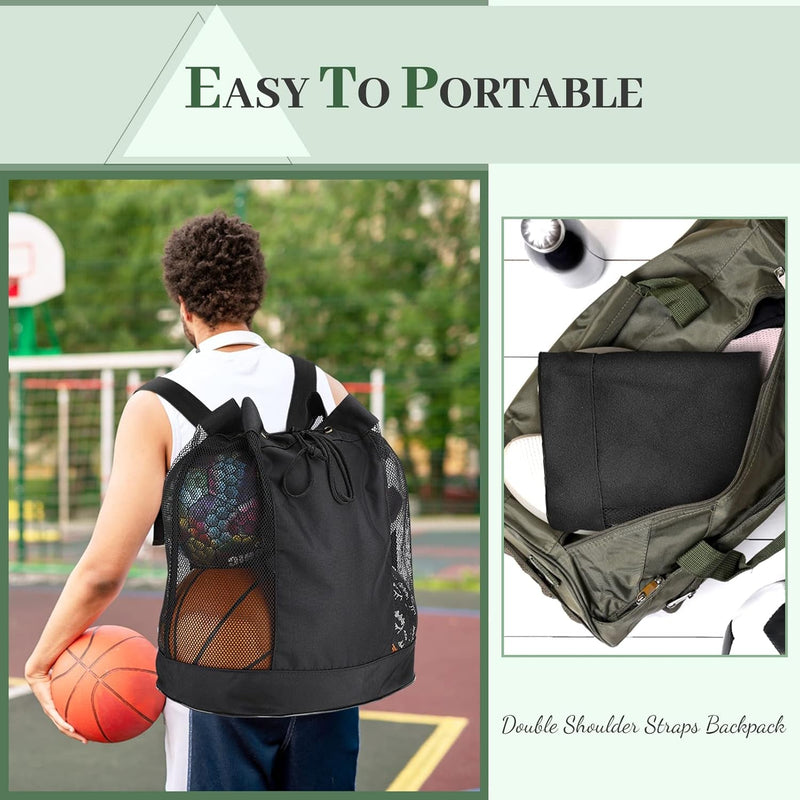 Extra Ball Bag,Large Mesh Equipment Bag Black, Soccer Ball Bag with Adjustable Shoulder Strap,600D Oxford Cloth Mesh Sports Bag for Holding Soccer/Football/Volleyball(Holds 5 Soccer Balls)