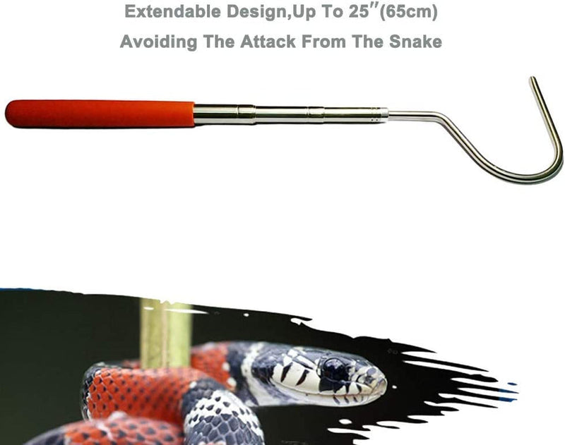 Extendable Snake Hook Reptile Corn Snake Ball Python Rattlesnake Handling Tool for Catching,Controlling,Or Moving Snakes, Material Tool(53Inch and 25Inch)