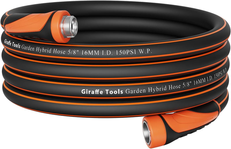 Giraffe Tools Garden Hose 75Ft X 5/8", Water Hose Heavy Duty, Flexible, Lightweight Hybrid Hose with Swivel Handle, Male to Female Fittings, Burst 600 PSI