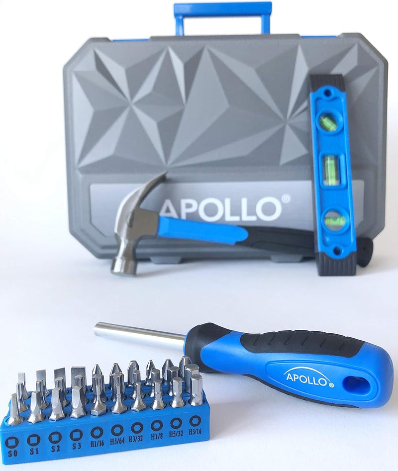 Apollo Tools 65-Piece Essential Tool Set with Sockets and Most-Used Tools for Do It Yourself Repairs and Maintenance Blue - DT0001