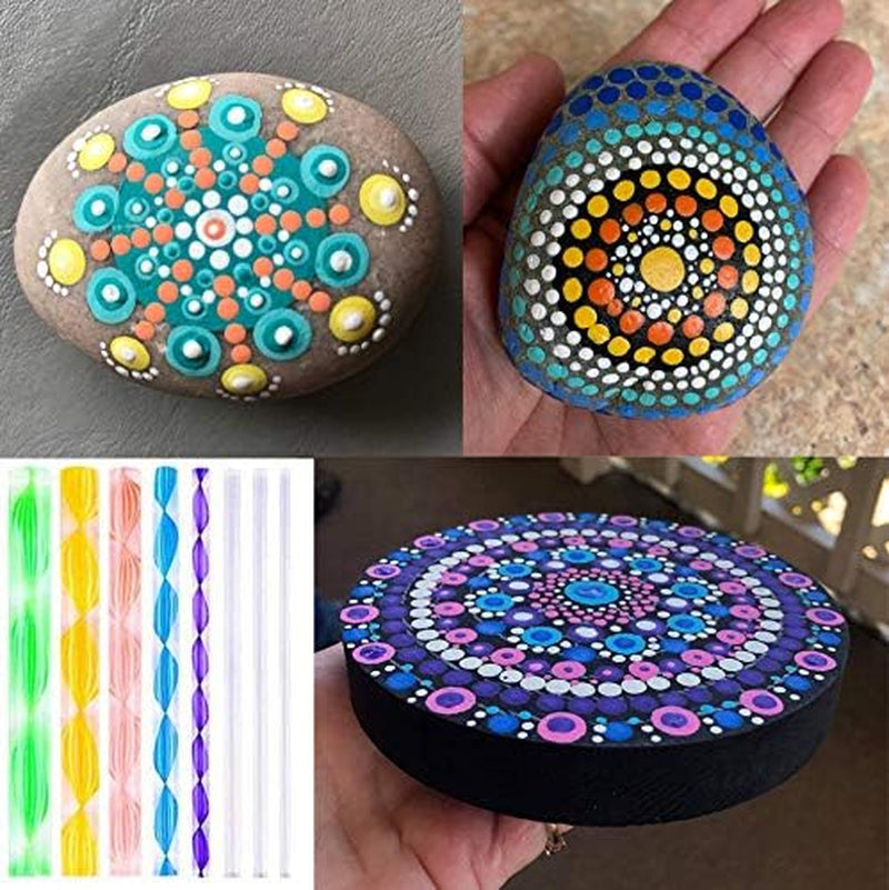 19PCS Mandala Dotting Tools Set with a Zipper Storage Bag for Painting Rocks, Abenkle Mandala Stencil Ball Stylus Paint Tray Set