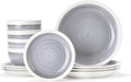 American Atelier Spiral Dinnerware Set – 12-Piece Stonware Party Collection W/ 4 Dinner Salad Plates, 4 Bowls – Unique Gift Idea for Any Special Occasion or Birthday, Sapphire