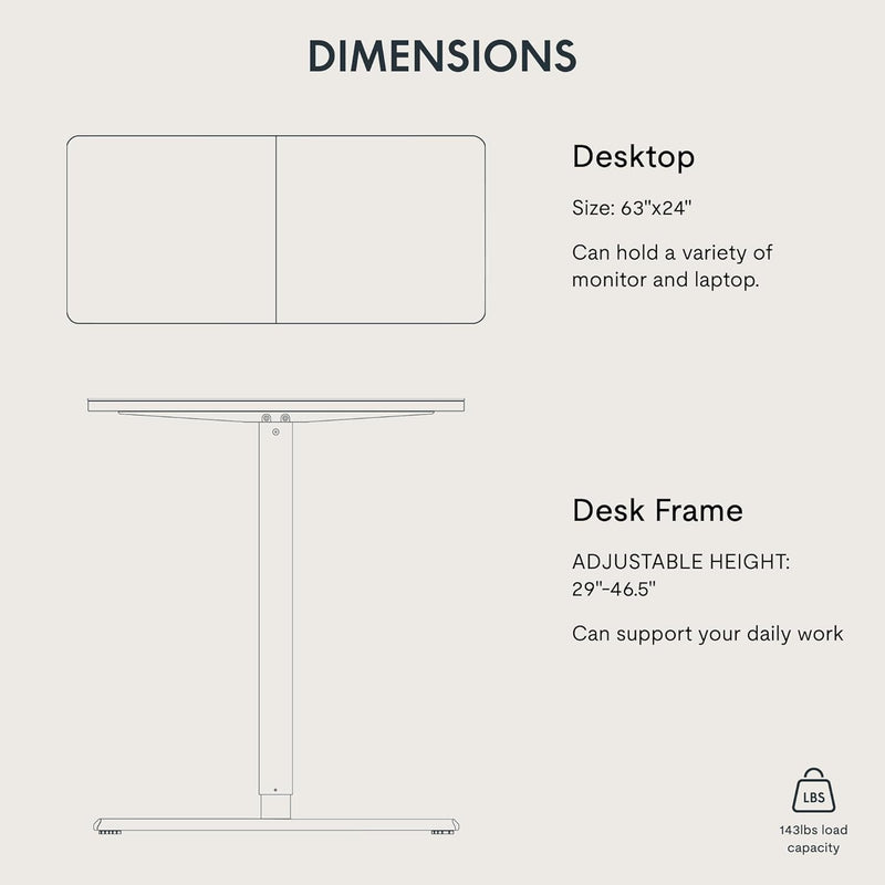 FLEXISPOT Electric Standing Desk 63 X 24 Inch Adjustable Height Desk Home Office Computer Workstation Sit Stand Desk, Maple Top + White Frame