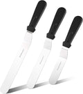 Angled Icing Spatula, Stainless Steel Offset Spatula, Cake Spatula Set of 2 Black 6, 8 Inch Blade