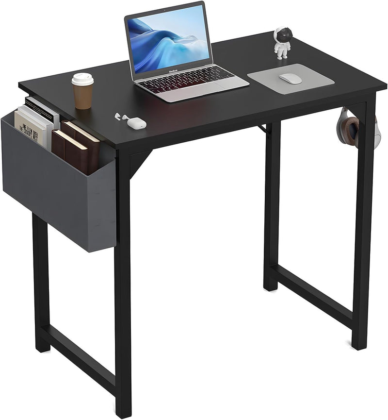 ANTONIA Computer Desk Small, 32 Inch Writing Study Office Gaming Table Modern Simple Style Compact with Side Bag Headphone Hook Easy Assembly for Home, Office, Room, Dorm, Oak