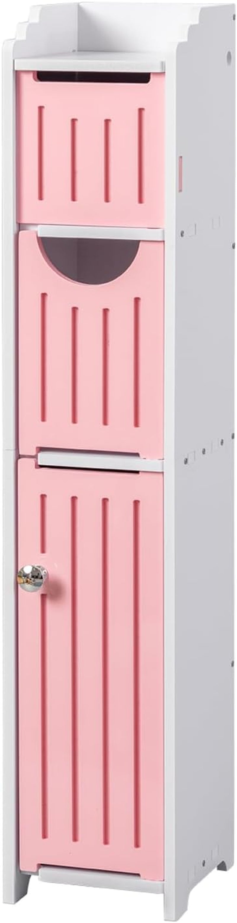 AOJEZOR Bathroom Storage Cabinet, Jelly Pink, Small Space Toilet Paper Cabinet