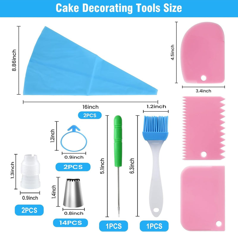 Firstake Piping Bags and Tips Set - Reusable Piping Bags, 16 Inch Silicone Pastry Bags, anti Burst Cake Decorating Bags, Icing Bags, Non-Slip Frosting Bags for Baking Cupcake and Cookies