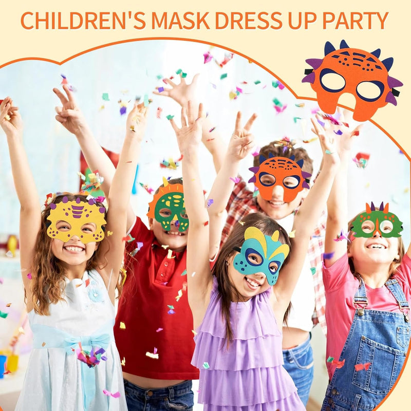 30 Pcs Dinosaur Party Decorations Packs- Felt Dinosaur Masks for Kids, Dino Mask Birthday Party Decorations and Dinosaur Party Favors Supplies