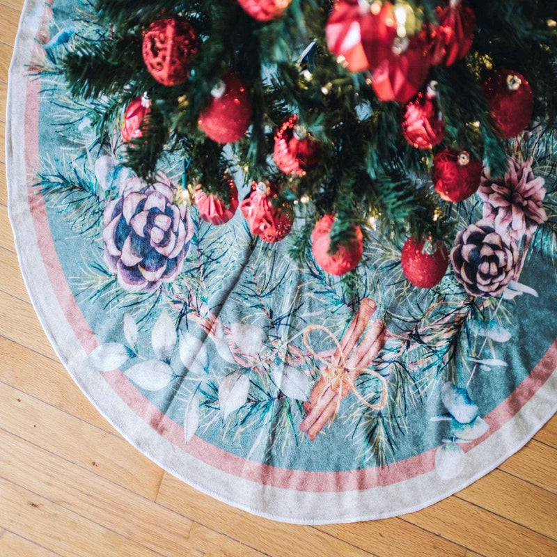 47” Christmas Tree Skirt for Holiday Party Indoor Decorations Bright Scandinavian Home & Garden > Decor > Seasonal & Holiday Decorations > Christmas Tree Skirts KYNC Design LLC Pinecone Wreath  