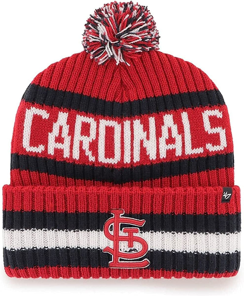 '47 MLB Boys Youth 8-20 Primary Logo Bering Cuffed Knit Pom Beanie Hat Sporting Goods > Outdoor Recreation > Winter Sports & Activities '47 St. Louis Cardinals  