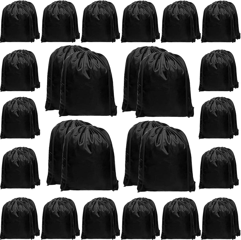 48-Pack Drawstring Backpack for Kids Nylon Backpack Lightweight Draw String Sports Bags in Bulk Gym Cinch Sack for Boys Heavy-Duty Plain Goodie Bags for Soccer, Track Team, Blessing Bags for Homeless Home & Garden > Household Supplies > Storage & Organization UltraOutlet Black  