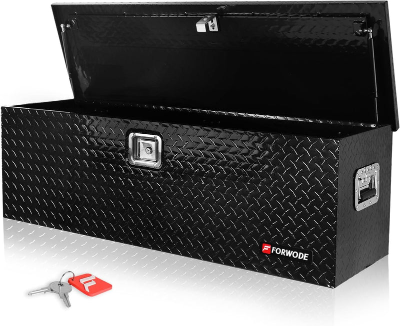 49 Inch Aluminum Truck Tool Box for Pickup Truck Bed RV Toolbox Truck Bed Toolboxes with Handle and Lock - Black