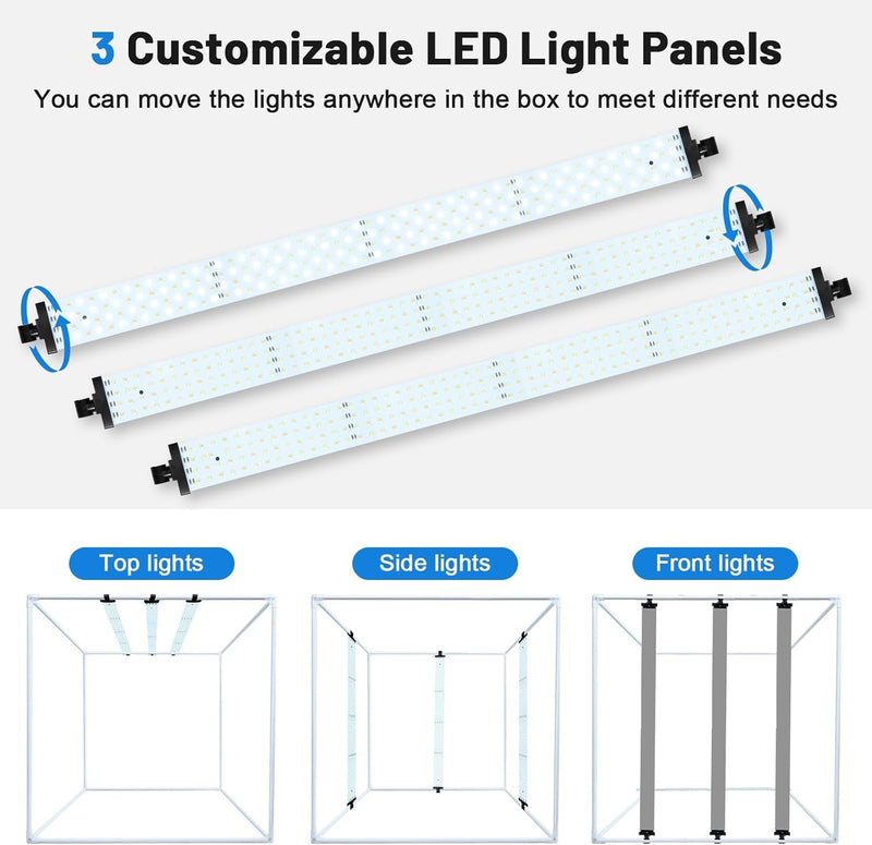 32X32 Inch Photo Studio Photo Light Box for Photography, 405 LED Large Lightbox with 3 Stepless Dimming Light Panel and Soft Light Cloth Professional Photo Background Shooting Tents