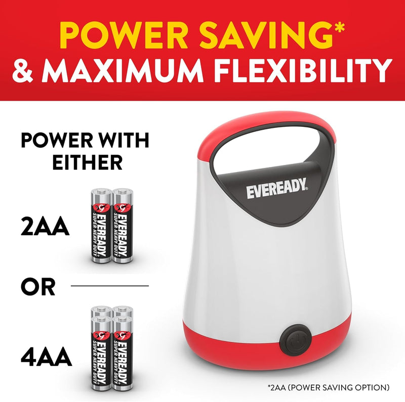 Eveready LED Camping Lantern X-250 (2-Pack), Super Bright Tent Lights, Rugged Water Resistant LED Lanterns, 100 Hour Run-Time (Batteries Included), Red and Black