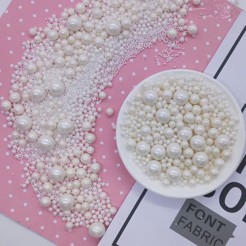 Edible White Sugar Pearls Candy Sprinkles 120G/ 4.23Ounce Baking Cake Sprinkles Cupcake and Cake Topper Cookie Decorations Wedding Party Valentines Halloween Christmas Supplies