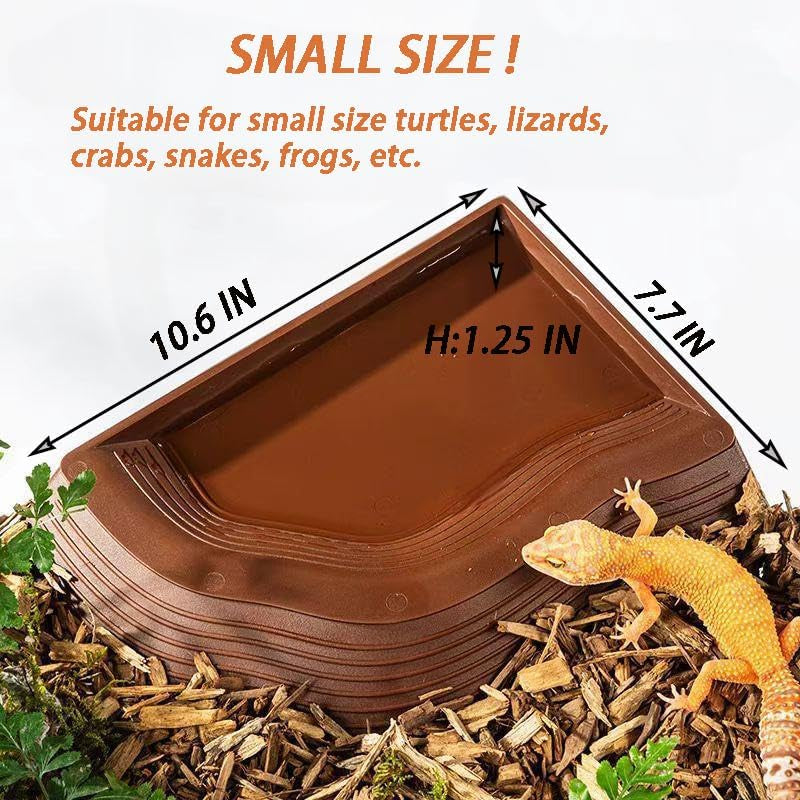 3PCS Tortoise Food Water Bowls with Ramp Leaf Tortoise Food Dish Reptile Food Water Bowls Reptile Bathing Pool Aquarium Ornament for Gecko, Snake, Turtle, Bearded Dragon, Lizard Small