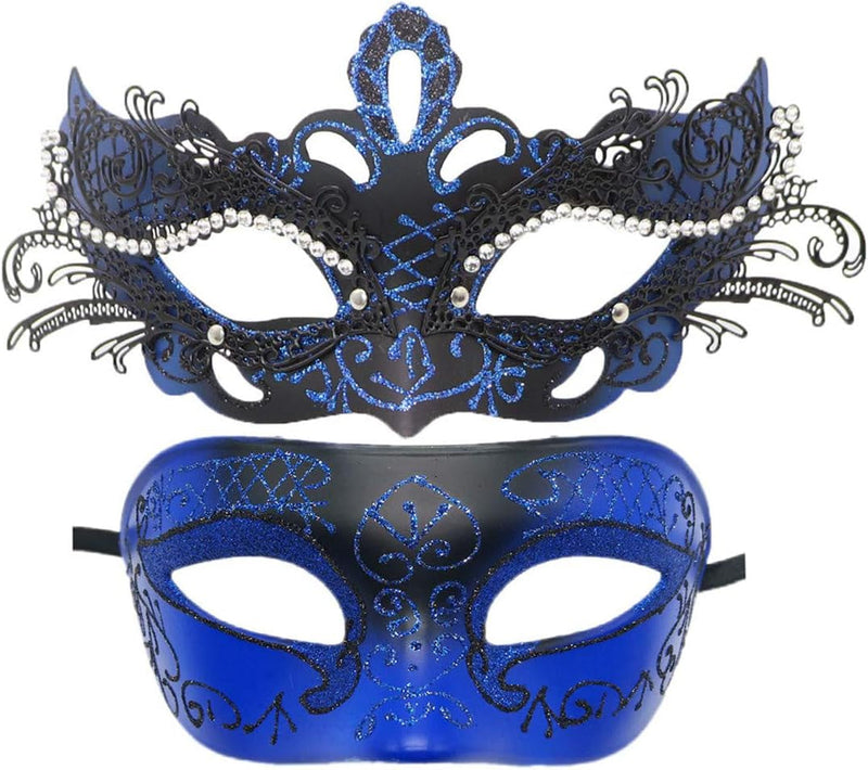 Awlsyj Couples Masquerade Mask Metal Roman Venetian Halloween Mardi Gras Costumes Party Ball Prom Mask