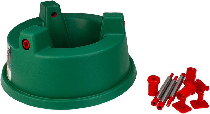 13" Wide Mouth Green and Red Watering Christmas Tree Stand - Trees up to 7Ft