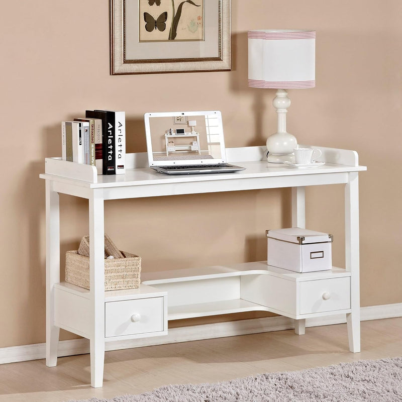 Home Office Desk with Drawers, 46" Wide, White