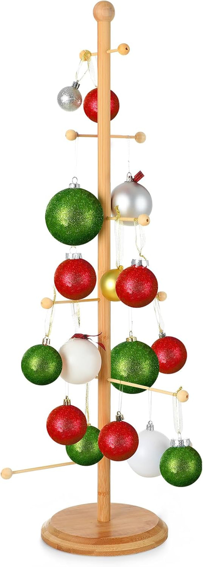 Christmas Tree Ornament Stand Holder with Arms Wooden Christmas Ornament Hanger Pretzel Sausage Rack for Counter Top Ornament Display Desktop Christmas Tree Xmas Holiday Party(17.72 In)