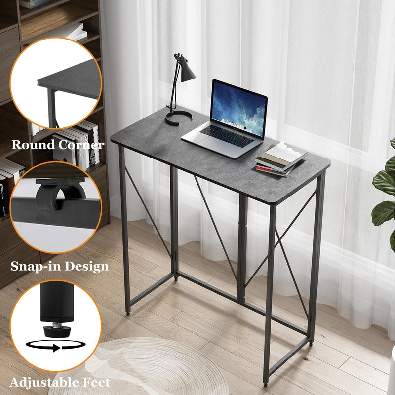39.37" Folding Standing Desk, Small Laptop Stand up Desk for Sitting or Standing, No Assembly Needed Folding Desk, Portable Standing Desk, Tall Foldable Desk for Home, Office, Small Spaces (Black)