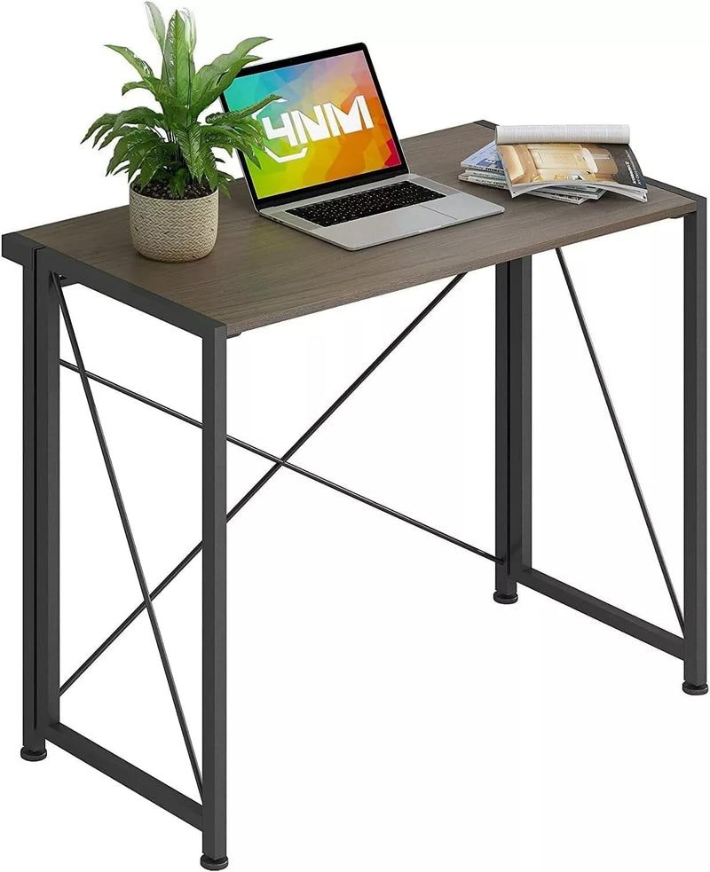 Folding Desk No Assembly Required,35.43 Inch Writing Computer Desk Space Saving Folding Table Simple Home Office Desk,Study Student Reading Desk, Walnut