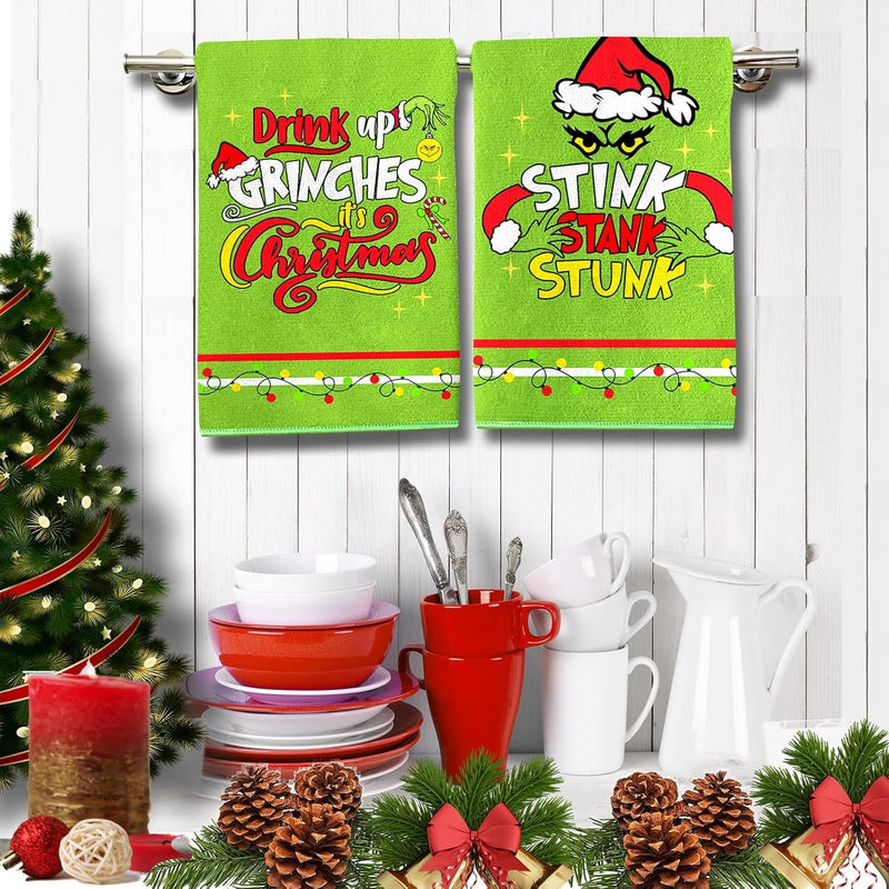 Christmas Kitchen Towels 2 Pieces Christmas Dish Towels Hand Towels Housewarming Gifts for New Home, Christmas Farmhouse Decor for Kitchen/Bedroom/Bathroom(17.7 X 27.5 Inch)